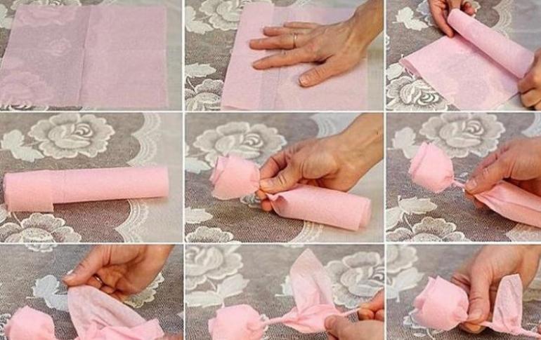 Как сделать цветы из бумажных салфеток своими руками